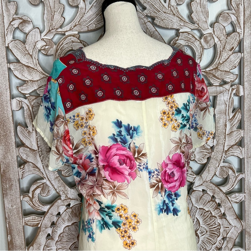 Johnny Was Blue and Red Mini Dress Sz L - Picture 6 of 6